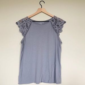 LOFT lace-sleeve Tee, size L